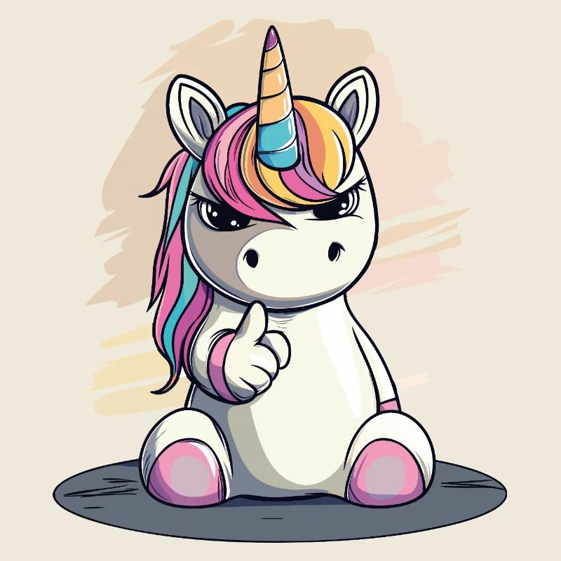 Licorne effrontée avec index – Mignon et cool