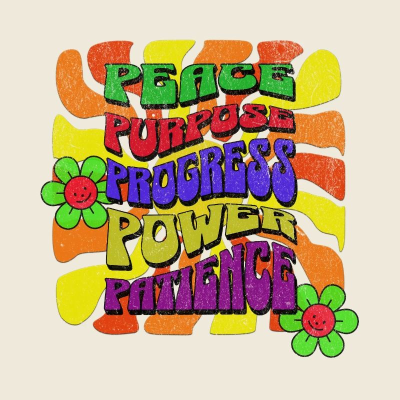 Paix Objectif Progrès Puissance Patience Rétro Design