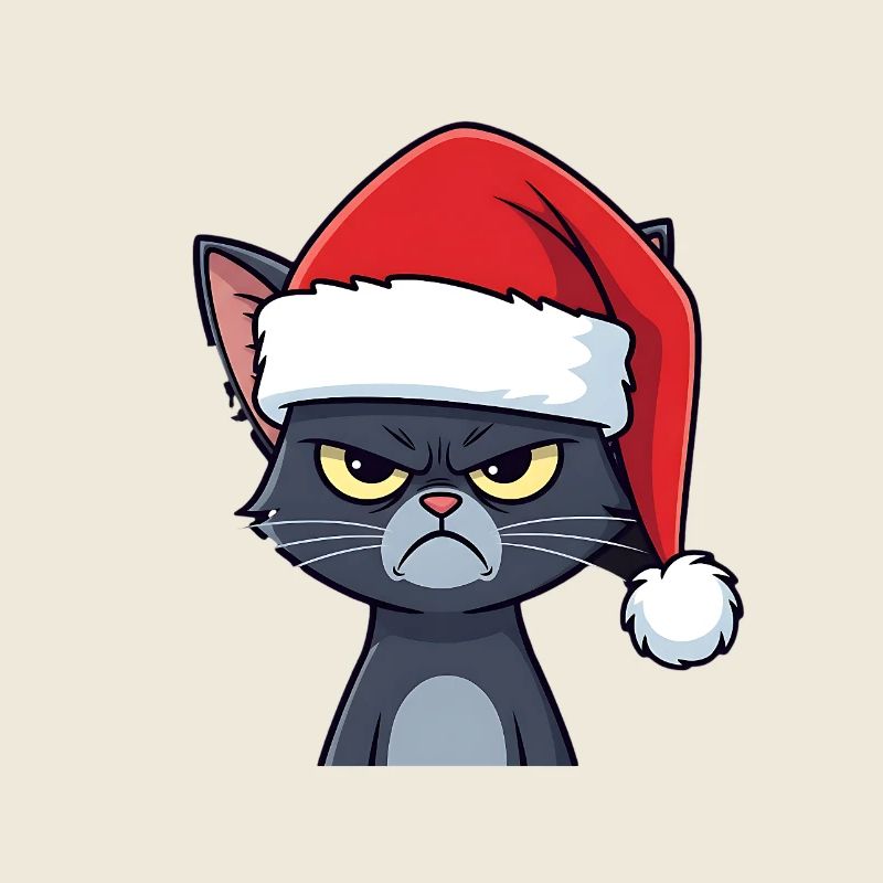 Annoyed Santa Cat Xmas Mood