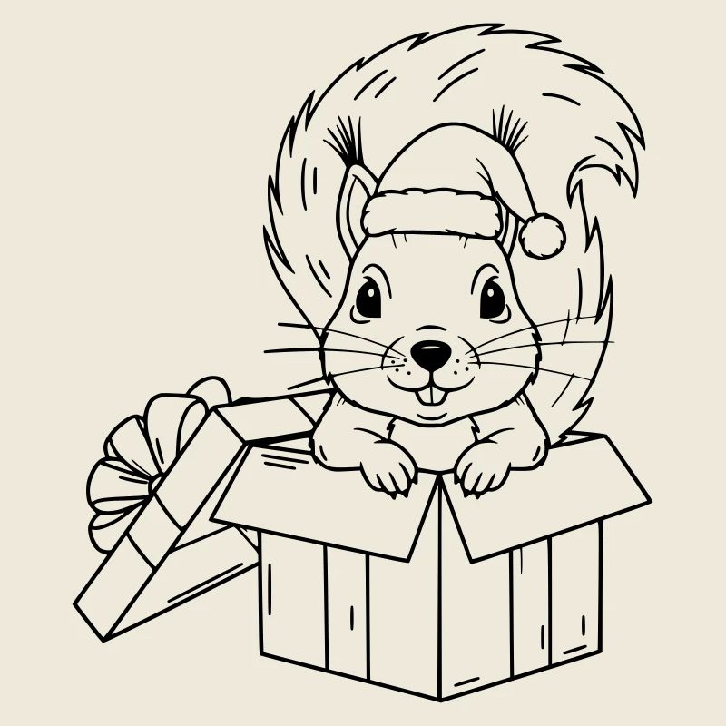Süßes Weihnachts-Eichhörnchen in Geschenkbox