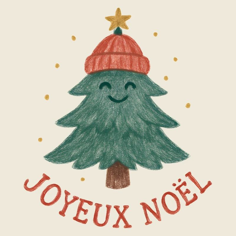 Sapin Joyeux Noël au bonnet rouge