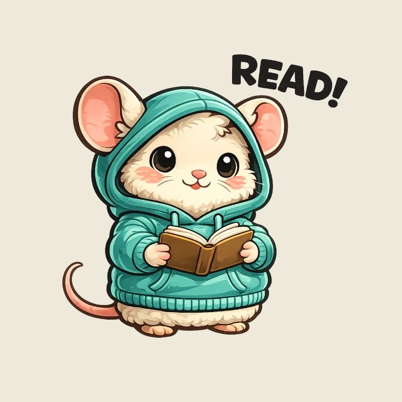 Souris en lecture en sweat à capuche