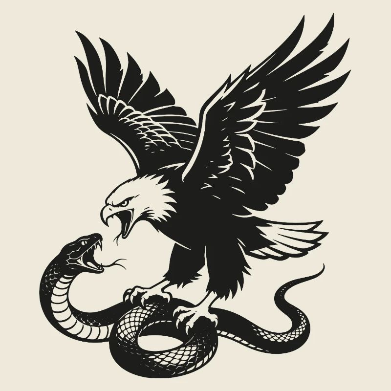 Eagle vs Snake Silhouette