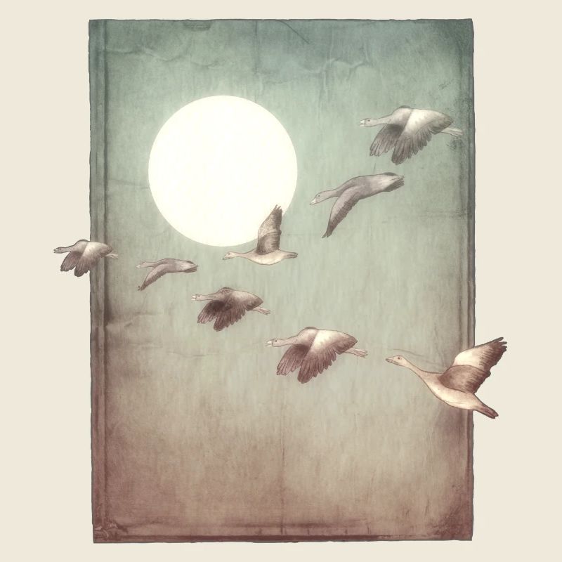 Wild Geese in Flight - Hand Carved Printable