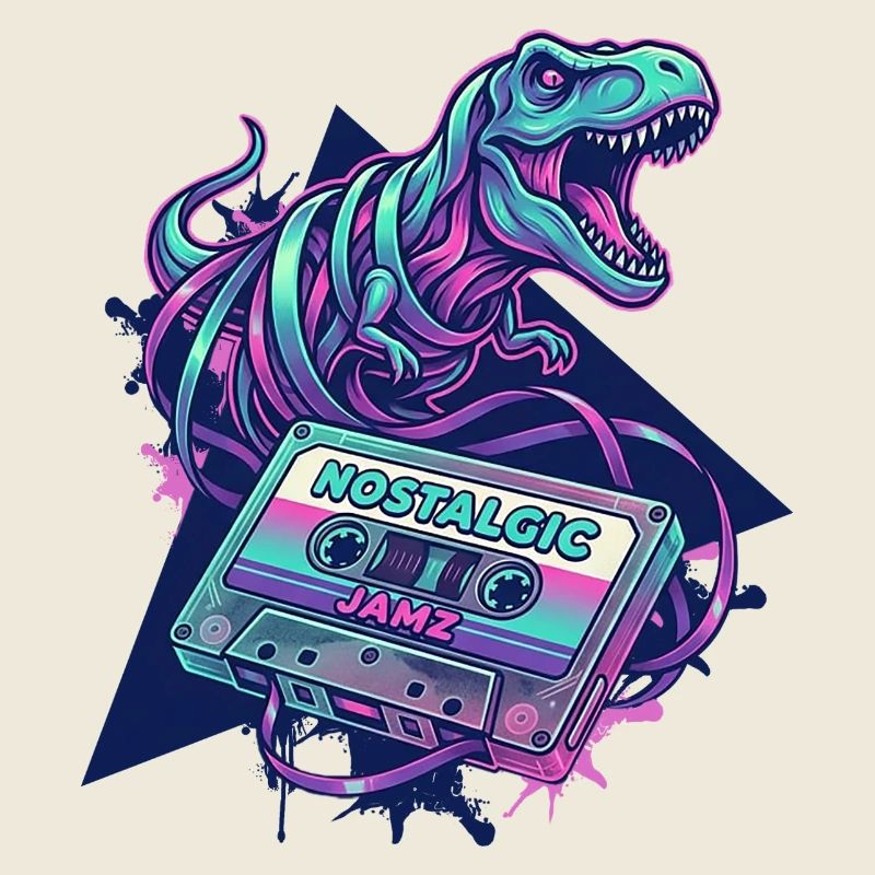 Dinosaur Nostalgic Neon Cassette 80s/90s