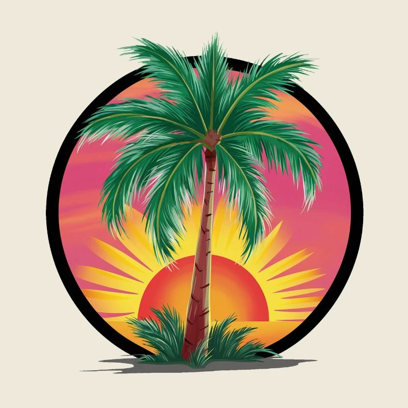 Palmier tropical au coucher du soleil - motif de vacances