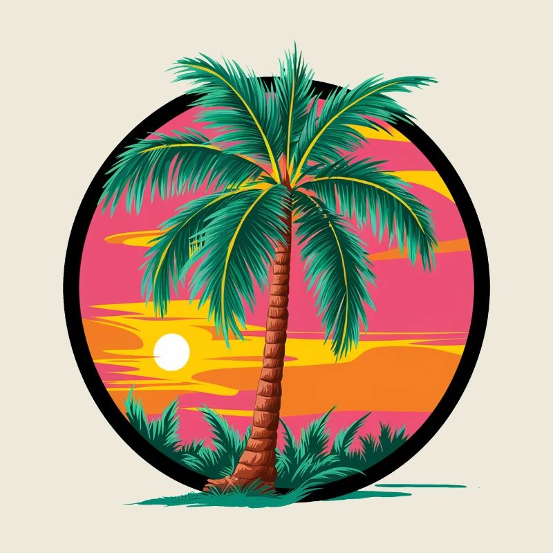 Palmier tropical au coucher du soleil – motif de vacances