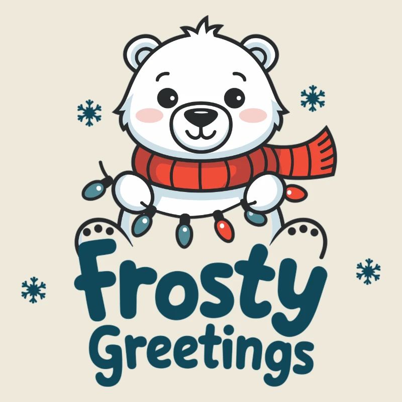 Frostige Grüße – Eisbär mit Lichterkette