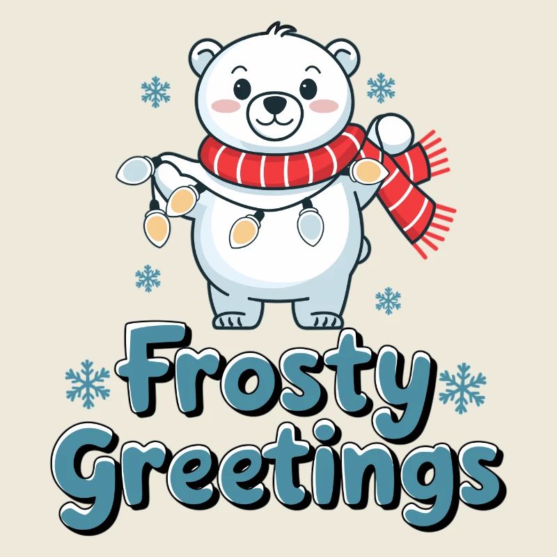 Frostige Grüße – Eisbär mit Lichterkette