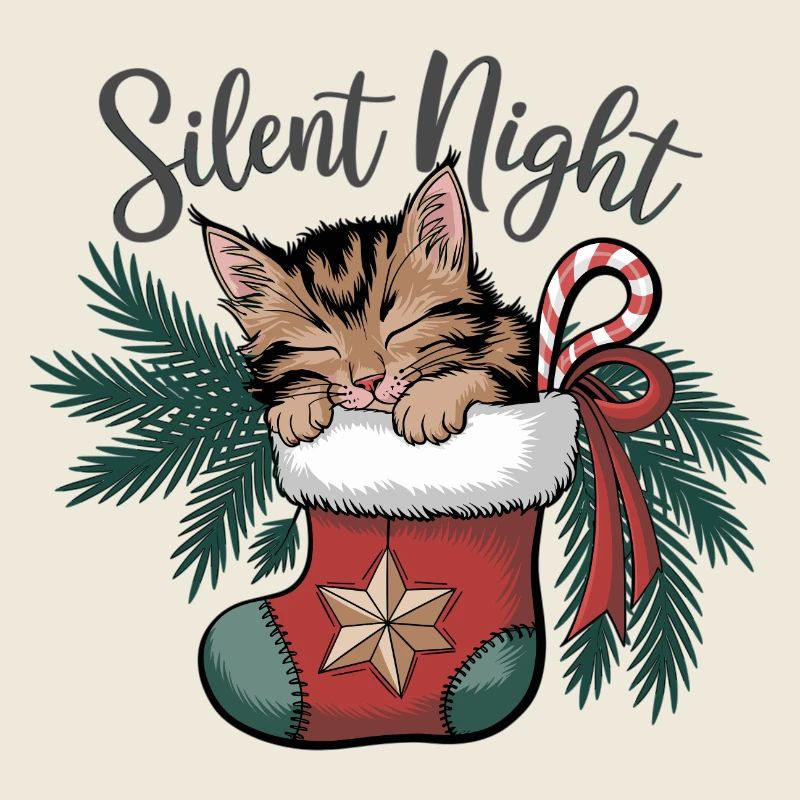 Douce nuit – Chaton en bas de Noël