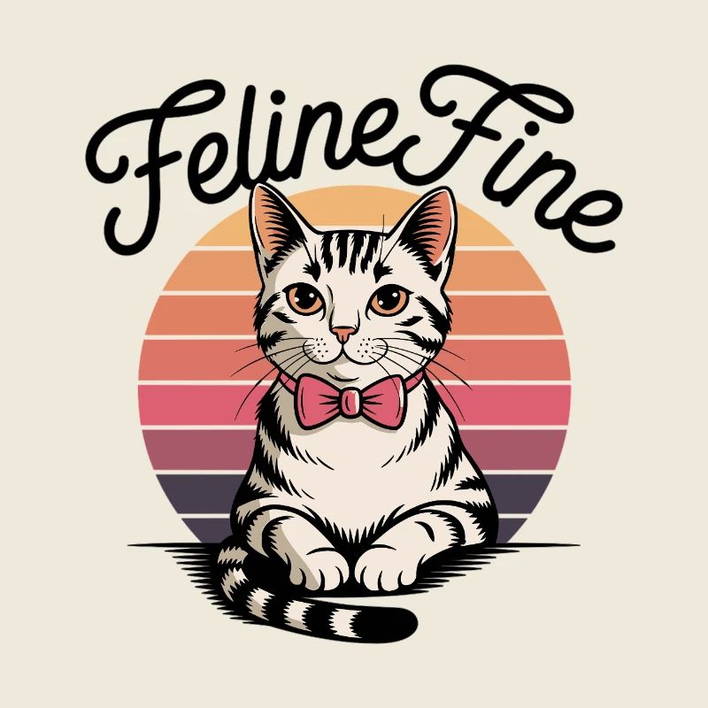 Feline Fine – Chat Sunset Rétro