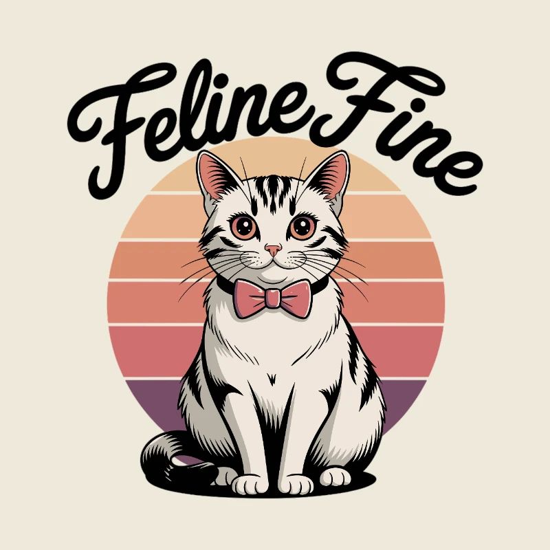 Feline Fine – Retro Sunset Cat