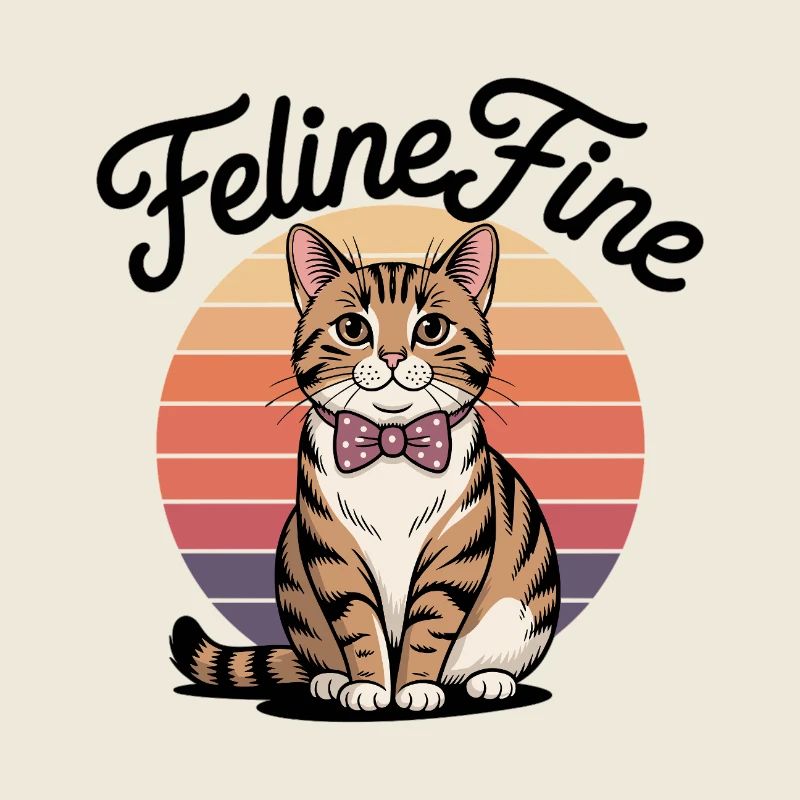 Feline Fine – Retro Sunset Cat