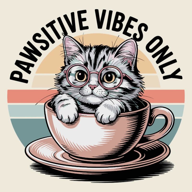 Pawsitive Vibes Only – Chat dans une tasse