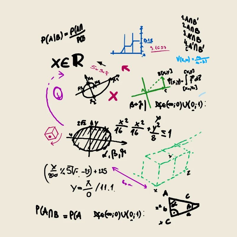 Math complexe tableau mathématique avec des formules