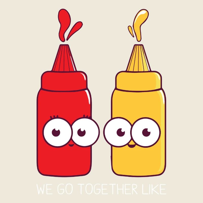 Nous allons ensemble comme le cadeau de ketchup et de moutarde