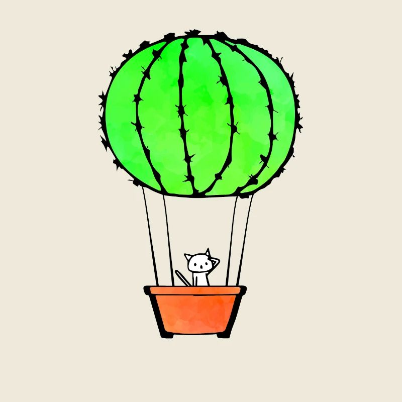 Chemise mignonne de Catcus avec le chat à l'intérieur d'une boule de cactus