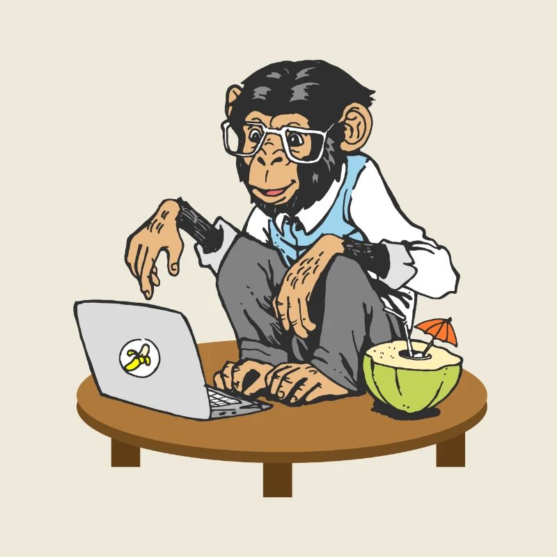 Affe vor Laptop