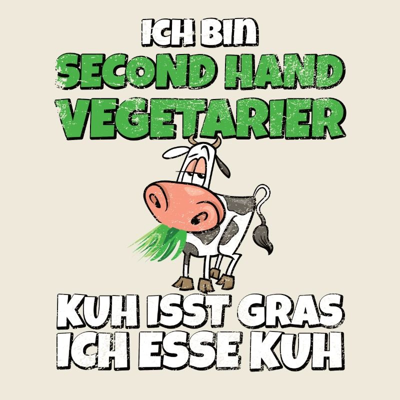 Ich bin Second Hand Vegetarier Kuh isst Gras used