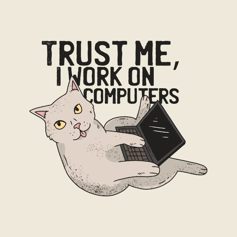 Computer Katze mit Laptop vertrau mir PC Katze