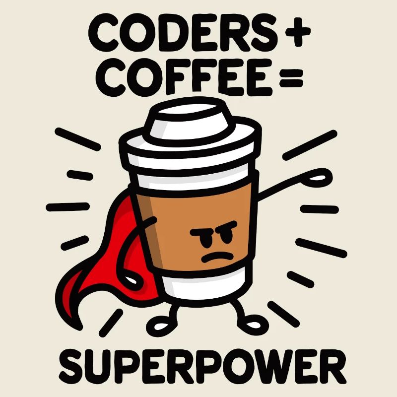 Coders + coffee = superpower (superhero) light