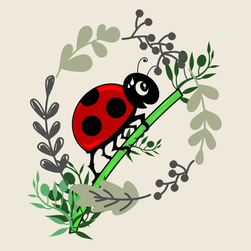 Style de bande dessinée de botanique coccinelle