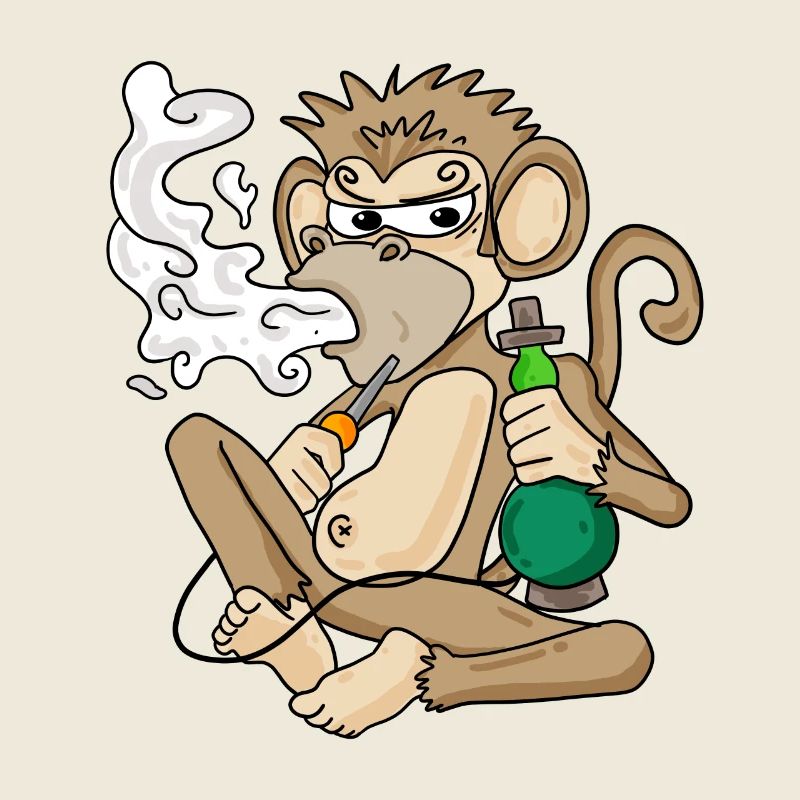 Shisha water pipe smoking monkey