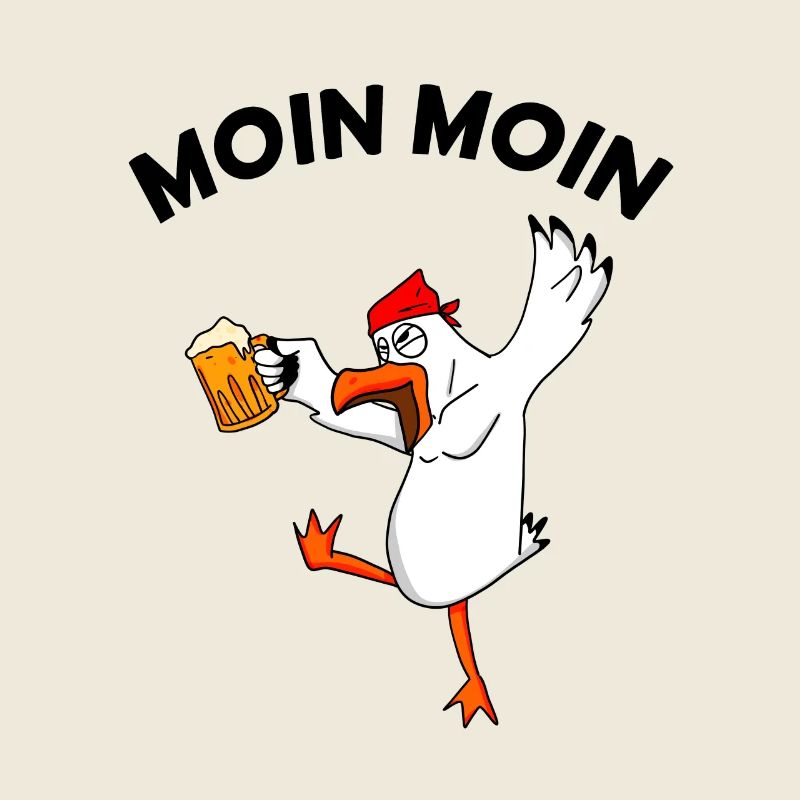 Betrunkene Möwe Moin Moin Nordsee Bier Geschenk