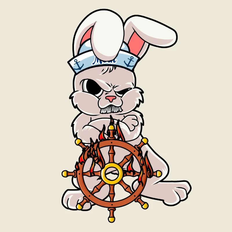 Maritime Helmsman Sailor Rabbit Nautical Fiery Ahoy