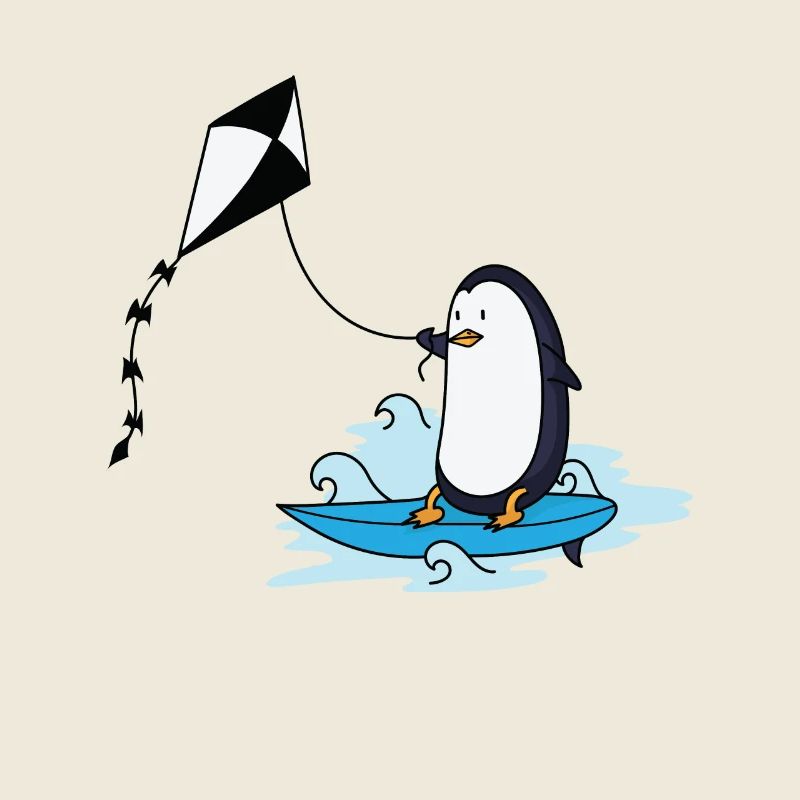 Pingouin au kite surf