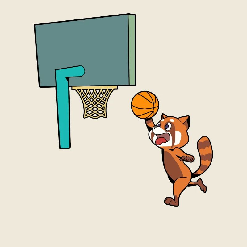 Comic Red Panda joue au basket-ball