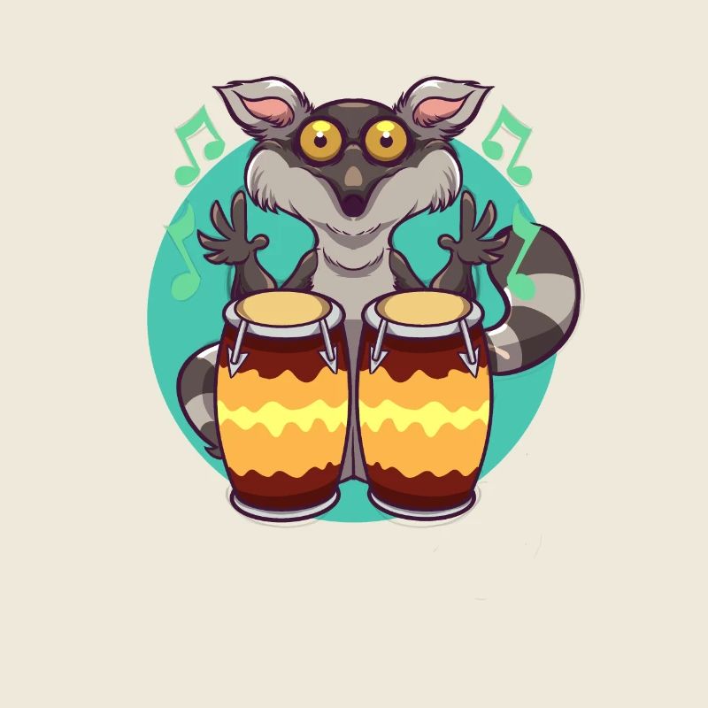 Comic Lemur joue des percussions