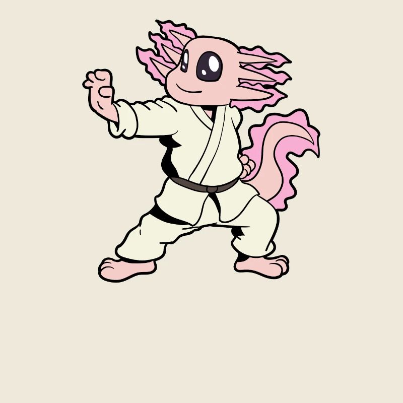 Comic Axolotl macht Karate