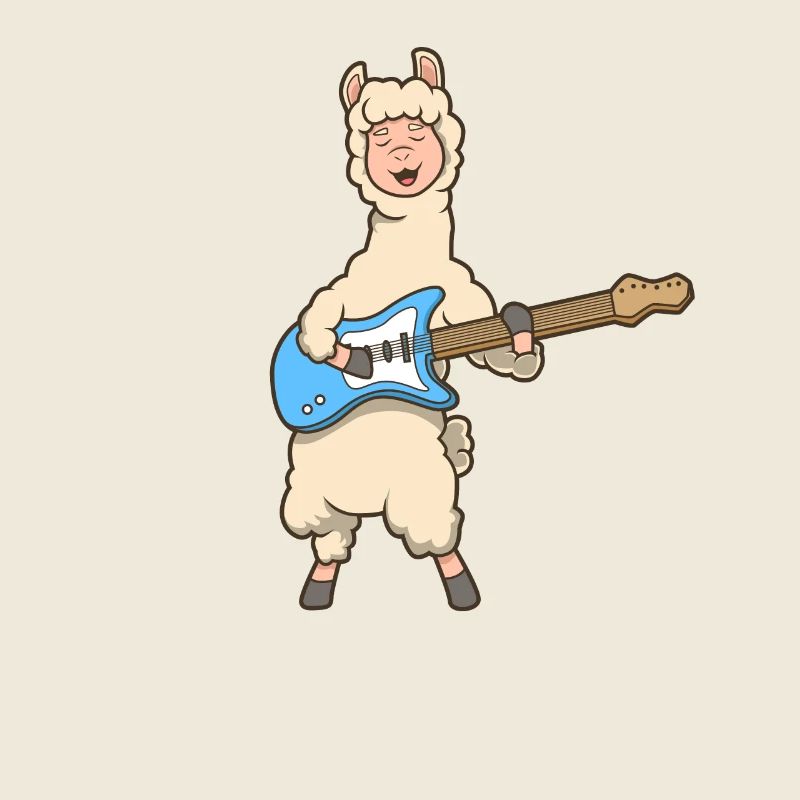 Comic Lama spielt E-Gitarre