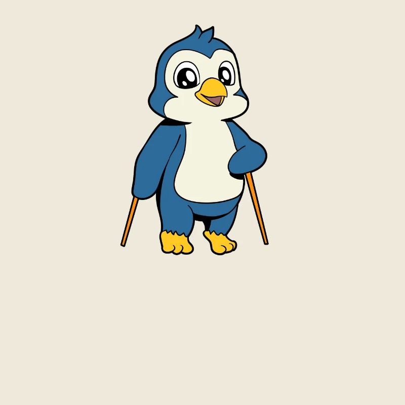 Nordic Walking Comic Pinguin