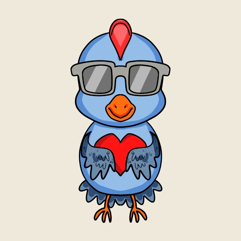 Poulet avec lunettes de soleil et cœur