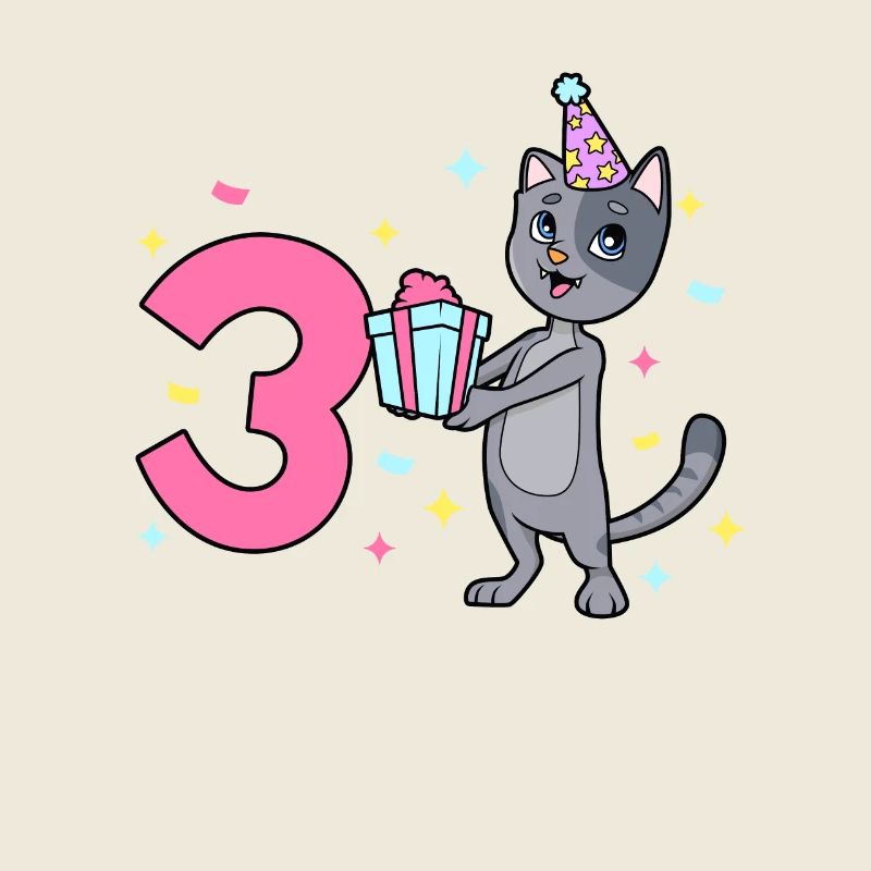 Mit Katze - Mädchen Geburtstag 3 Jahre