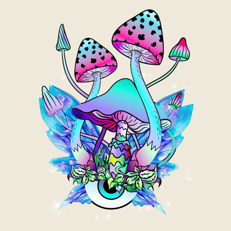 Champignons magiques Yeux de champignons psychédéliques Art