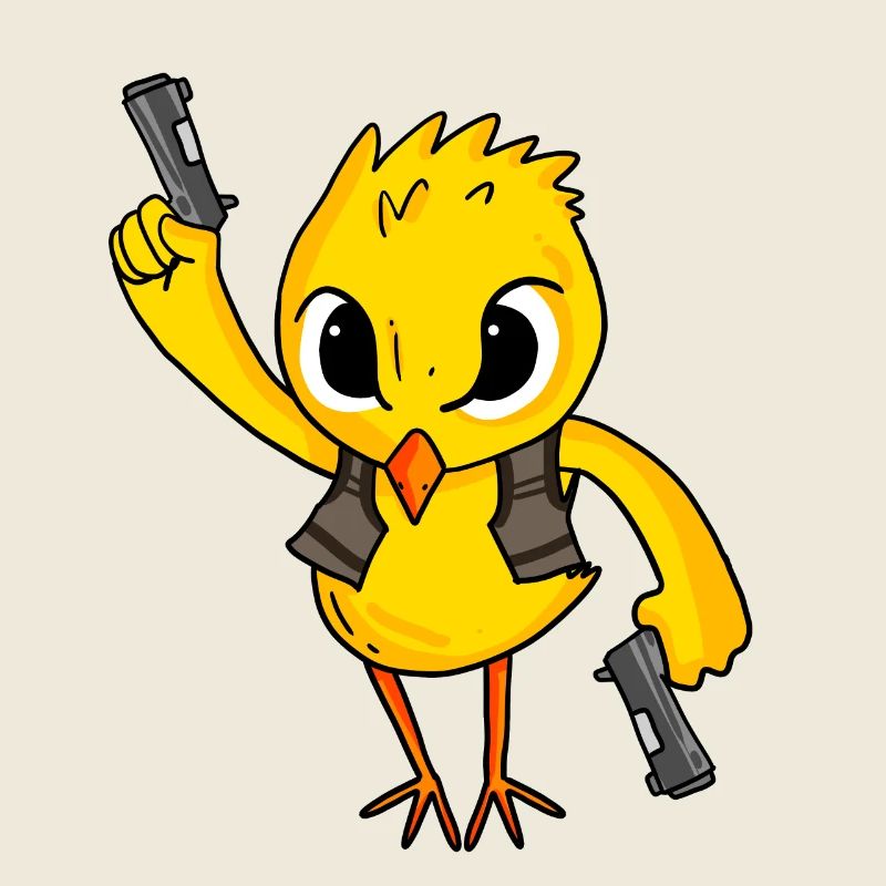 Poussins avec pistolet
