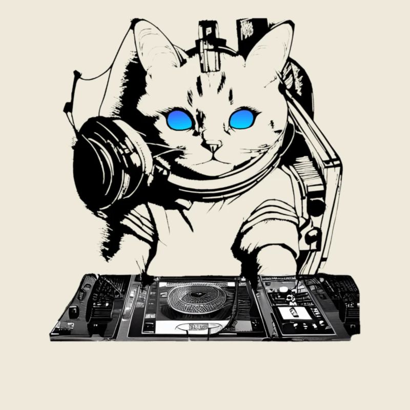 DJ Katze mit Mischpult