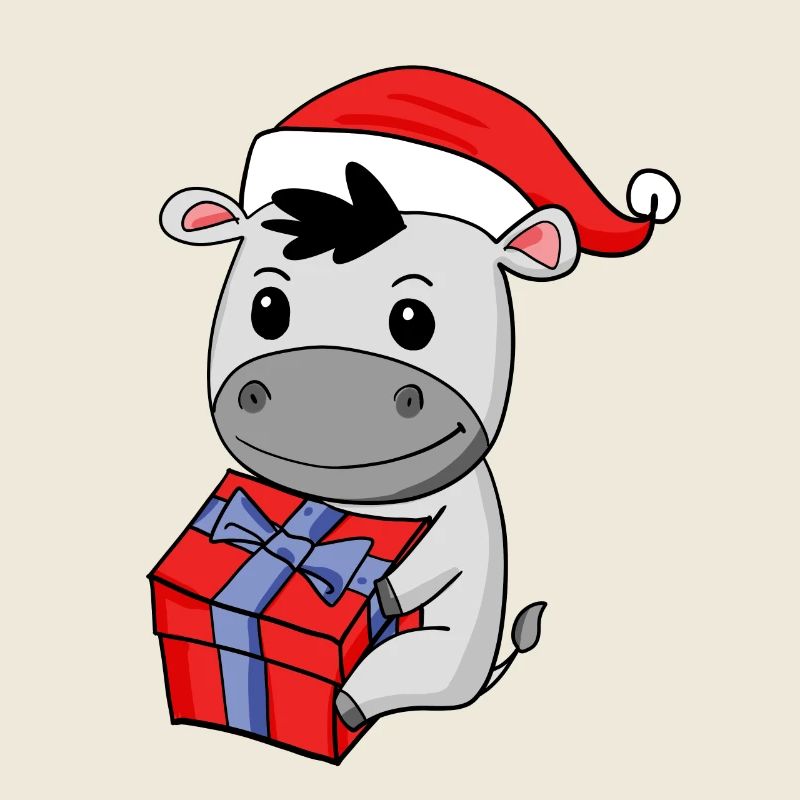 Bébé âne de Noël avec cadeau