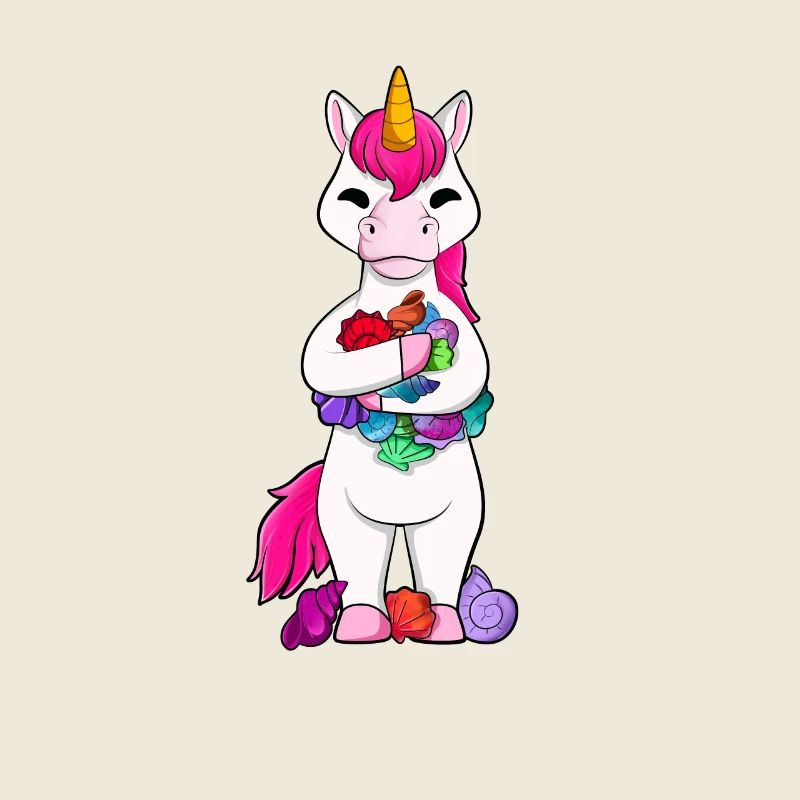 Licorne collectrice de coquillages