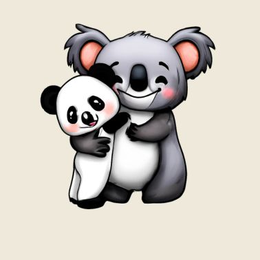 simpatico orso koala e orso panda squeeze e