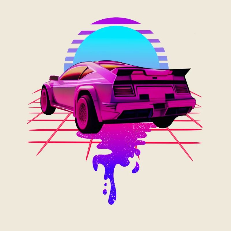 Retro Wave Sport Car Sunset