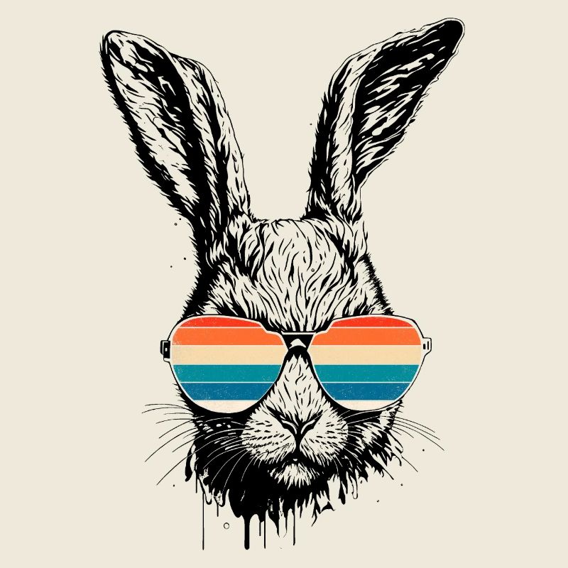 Retro Rabbit With Sunglasses Easter Rabbit Ears