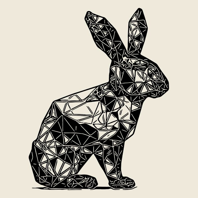 Geometric Lines Rabbit Rabbit Head