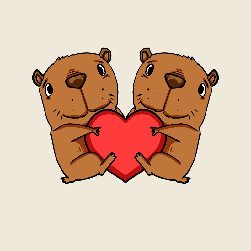 Motif de cœur Capybara capybara