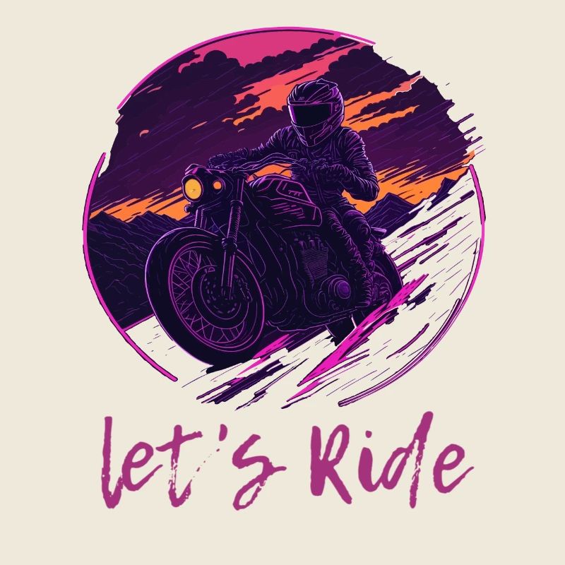 Let's Ride Synthwave Motorradfahrer