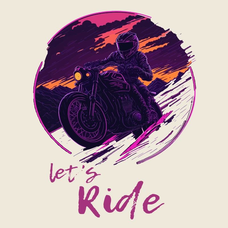 Let's Ride Synthwave Motorradfahrer