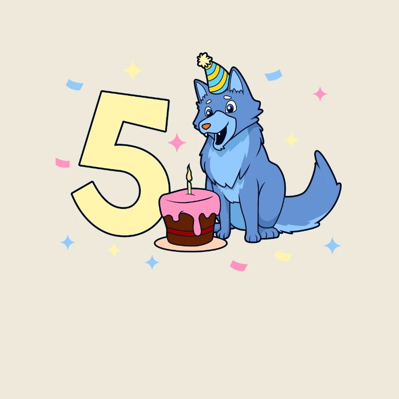 Mit Wolf - Kinder Geburtstag 5 Jahre